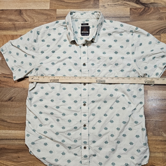 prAna Men’s Large Slim Fit Organic Cotton Blend Shirt Short Sleeve Casual - Picture 4 of 8